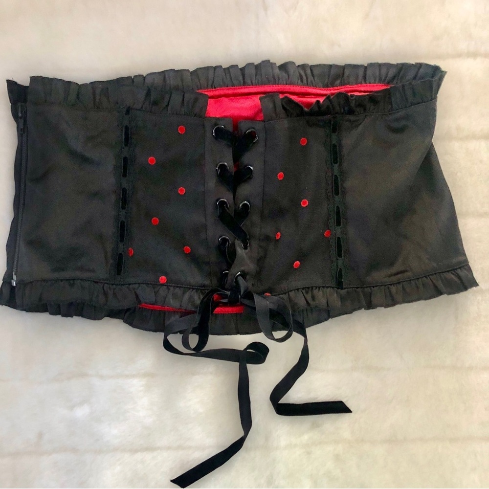Blacklist Lip Service Corset Waist Cincher Goth Burlesque Pin Up polkadot XXL